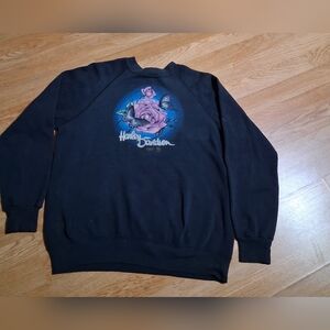 Harley-Davidson Black Crewneck with Purple and Blue Graphic